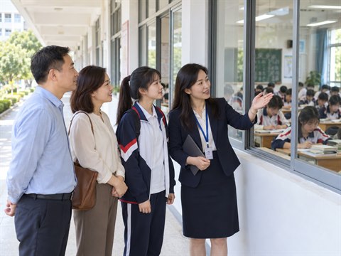 预约到校，实地考察校园与课堂环境的场景示意