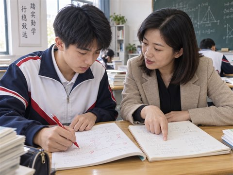 每日闭环，练习、订正与答疑衔接反馈的场景示意